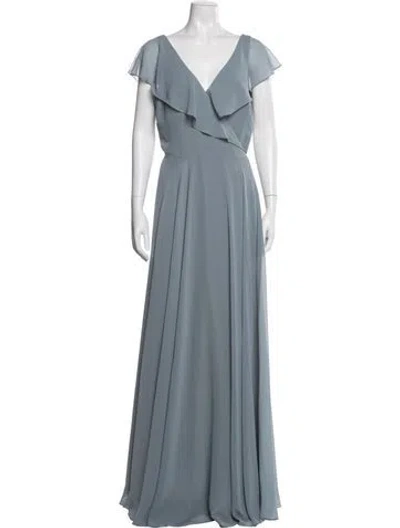 Pre-owned Jenny Yoo V-neck Long Dress In Green