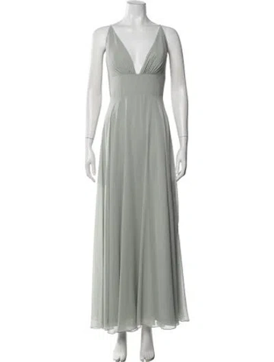 Pre-owned Jenny Yoo V-neck Long Dress In Green