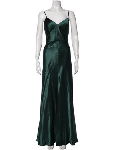 Pre-owned Jenny Yoo V-neck Long Dress In Green