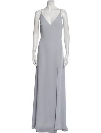 Pre-owned Jenny Yoo V-neck Long Dress In Grey