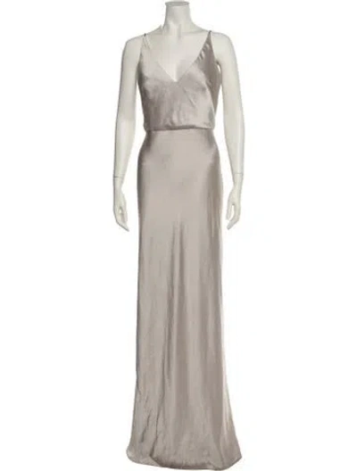 Pre-owned Jenny Yoo V-neck Long Dress In Neutral