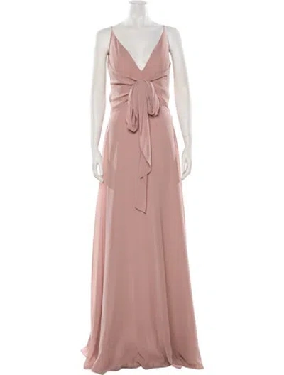 Pre-owned Jenny Yoo V-neck Long Dress In Neutral