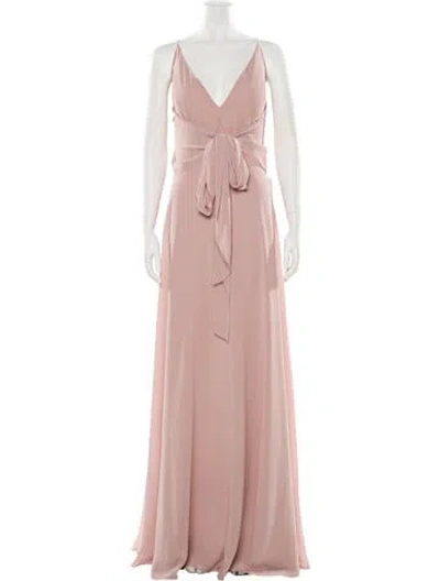 Pre-owned Jenny Yoo V-neck Long Dress In Neutral