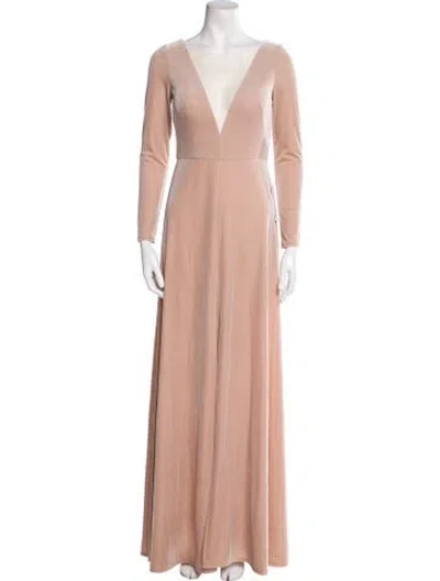 Pre-owned Jenny Yoo V-neck Long Dress In Neutral