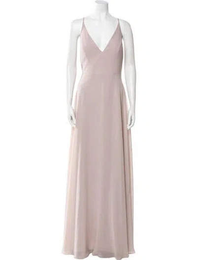 Pre-owned Jenny Yoo V-neck Long Dress In Neutral