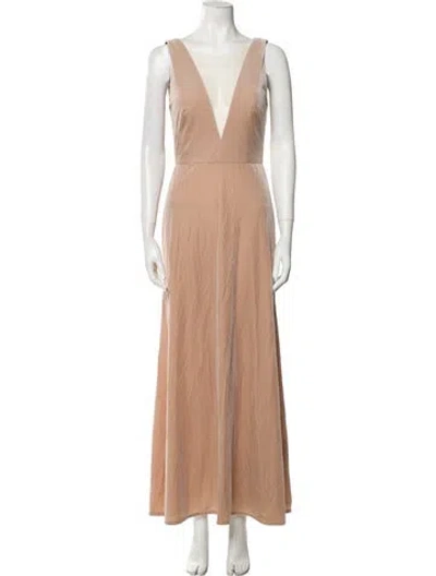 Pre-owned Jenny Yoo V-neck Long Dress In Neutral
