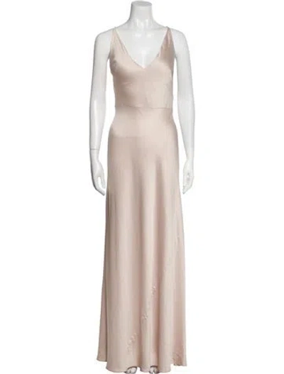 Pre-owned Jenny Yoo V-neck Long Dress In Neutral