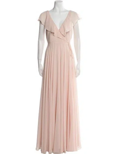 Pre-owned Jenny Yoo V-neck Long Dress In Neutral