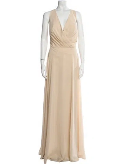 Pre-owned Jenny Yoo V-neck Long Dress In Neutral