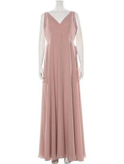 Pre-owned Jenny Yoo V-neck Long Dress In Neutral