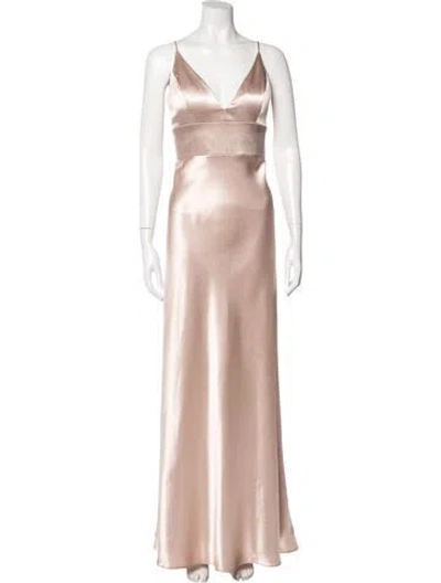 Pre-owned Jenny Yoo V-neck Long Dress In Neutral