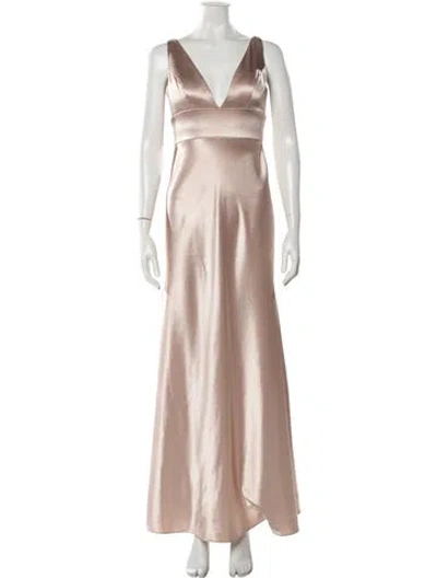 Pre-owned Jenny Yoo V-neck Long Dress In Neutral