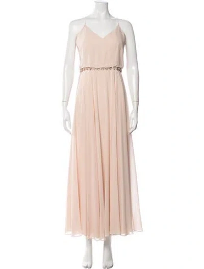 Pre-owned Jenny Yoo V-neck Long Dress In Neutral