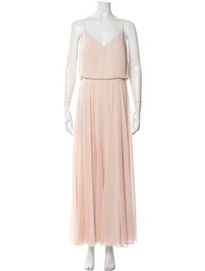 Pre-owned Jenny Yoo V-neck Long Dress In Neutral