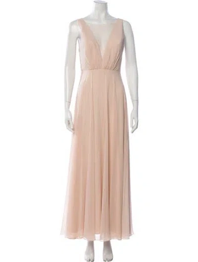 Pre-owned Jenny Yoo V-neck Long Dress In Neutral