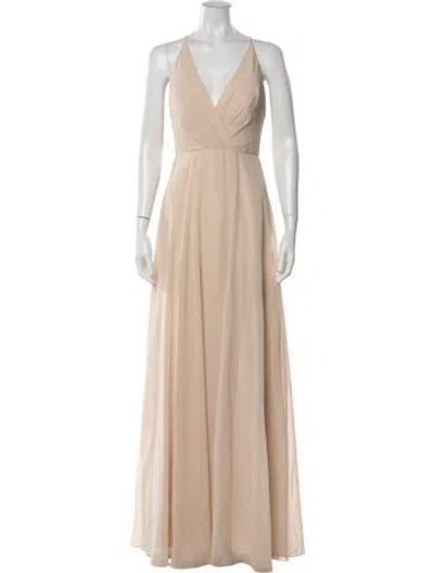 Pre-owned Jenny Yoo V-neck Long Dress In Neutrals