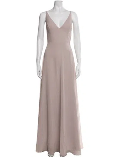 Pre-owned Jenny Yoo V-neck Long Dress In Neutrals