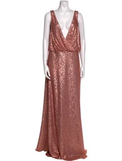 Pre-owned Jenny Yoo V-neck Long Dress In Orange