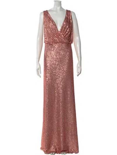 Pre-owned Jenny Yoo V-neck Long Dress In Orange