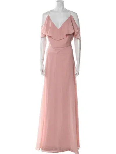 Pre-owned Jenny Yoo V-neck Long Dress In Pink