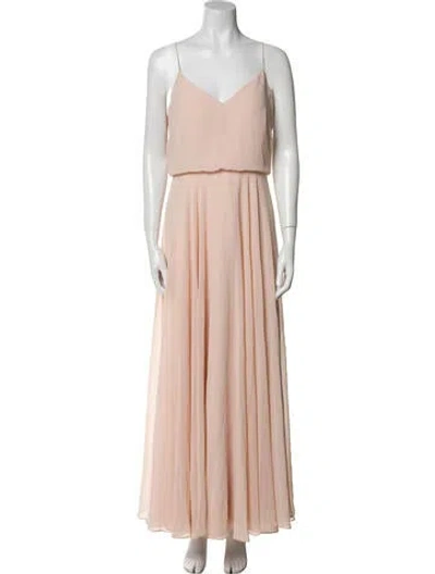 Pre-owned Jenny Yoo V-neck Long Dress In Pink
