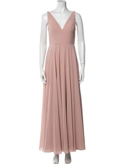 Pre-owned Jenny Yoo V-neck Long Dress In Pink