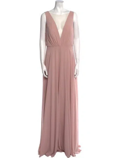Pre-owned Jenny Yoo V-neck Long Dress In Pink