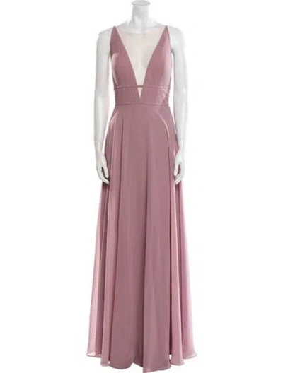 Pre-owned Jenny Yoo V-neck Long Dress In Pink
