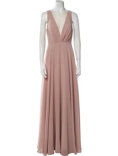 Pre-owned Jenny Yoo V-neck Long Dress In Pink
