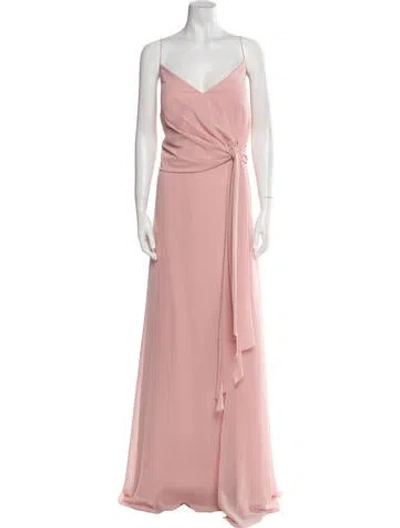 Pre-owned Jenny Yoo V-neck Long Dress In Pink
