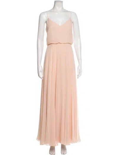 Pre-owned Jenny Yoo V-neck Long Dress In Pink