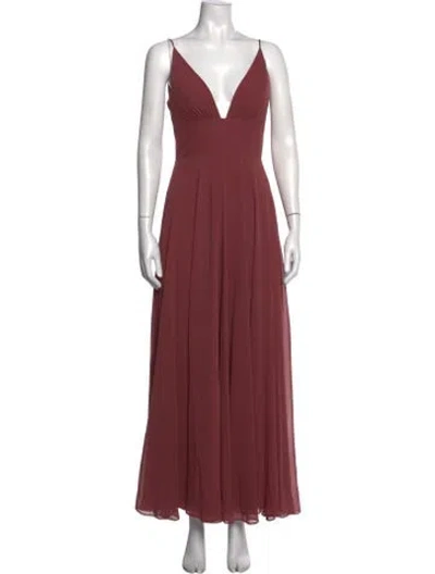 Pre-owned Jenny Yoo V-neck Long Dress In Pink