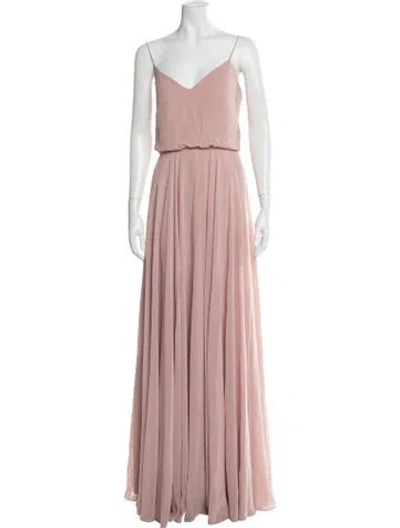 Pre-owned Jenny Yoo V-neck Long Dress In Pink