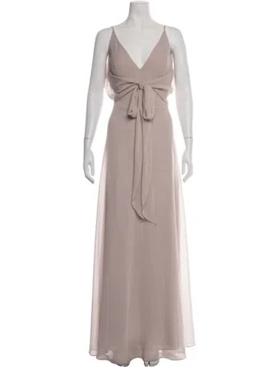 Pre-owned Jenny Yoo V-neck Long Dress In Pink