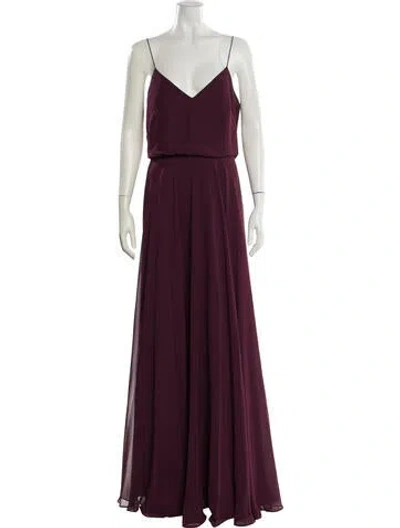 Pre-owned Jenny Yoo V-neck Long Dress In Purple