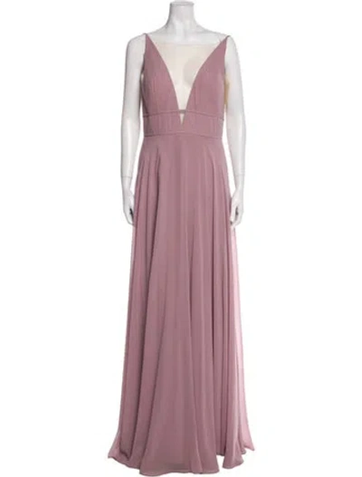 Pre-owned Jenny Yoo V-neck Long Dress In Purple