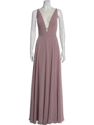 Pre-owned Jenny Yoo V-neck Long Dress In Purple