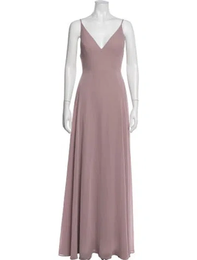 Pre-owned Jenny Yoo V-neck Long Dress In Purple