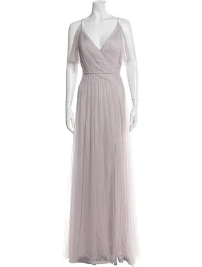 Pre-owned Jenny Yoo V-neck Long Dress In Purple