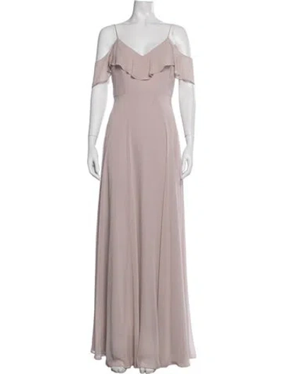 Pre-owned Jenny Yoo V-neck Long Dress In Purple