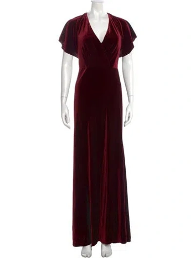 Pre-owned Jenny Yoo V-neck Long Dress In Red