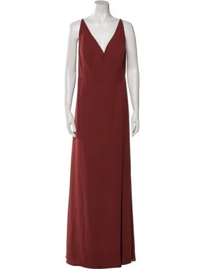 Pre-owned Jenny Yoo V-neck Long Dress In Red