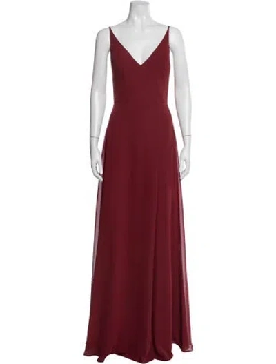 Pre-owned Jenny Yoo V-neck Long Dress In Red