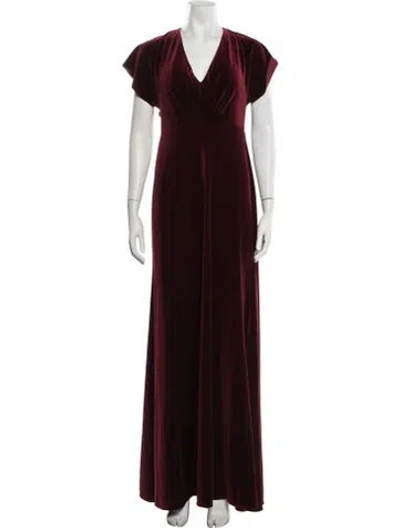 Pre-owned Jenny Yoo V-neck Long Dress In Red