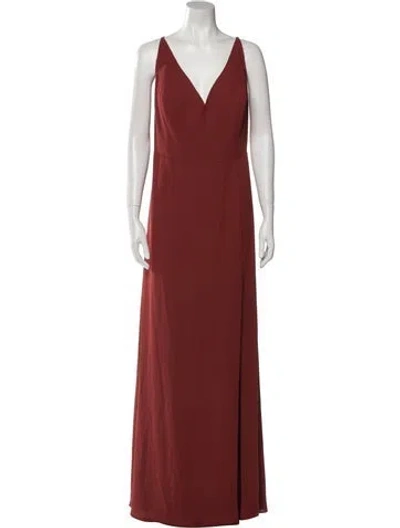 Pre-owned Jenny Yoo V-neck Long Dress In Red