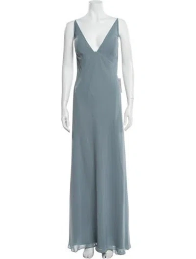 Pre-owned Jenny Yoo V-neck Long Dress W/ Tags In Blue