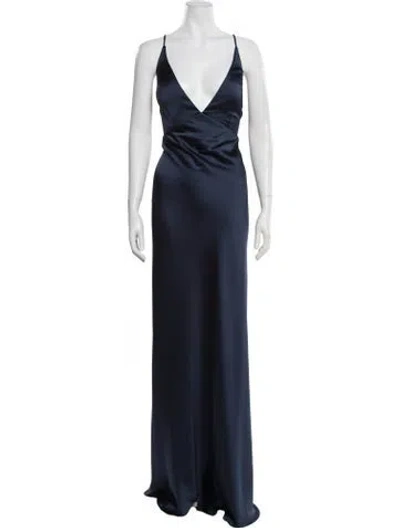 Pre-owned Jenny Yoo V-neck Long Dress W/ Tags In Blue