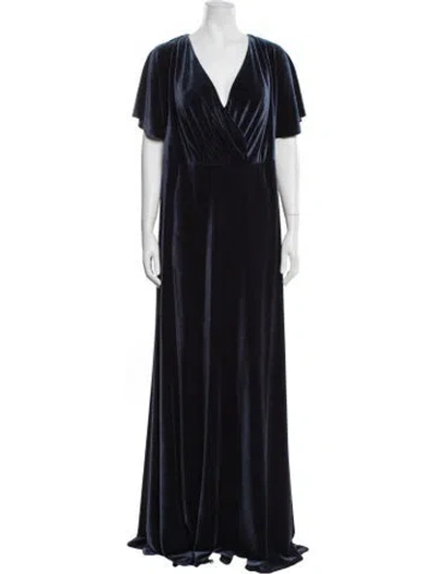 Pre-owned Jenny Yoo V-neck Long Dress W/ Tags In Blue