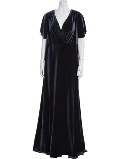 Pre-owned Jenny Yoo V-neck Long Dress W/ Tags In Blue