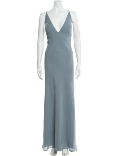 Pre-owned Jenny Yoo V-neck Long Dress W/ Tags In Blue